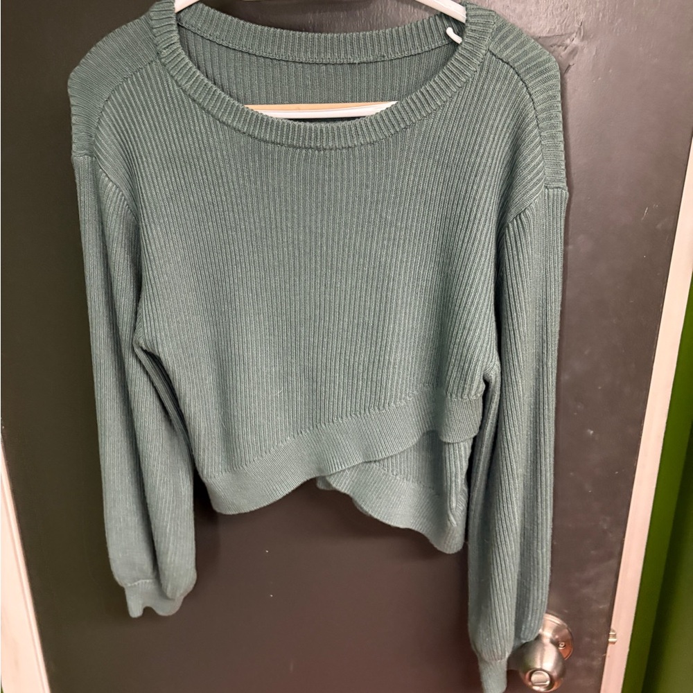 Lulu Lemon Mint Green Crossover Women's Sweater Reversible